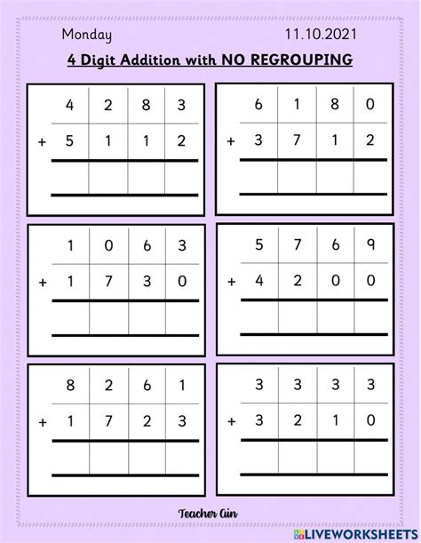 4 digit addition without regrouping games|Addition 4 Digit Worksheets 3rd Grade .